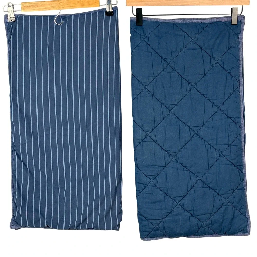 PBteen Pottery Barn Set if 2 Navy Blue Pinstripe Quilted Euro Shams 26x26 Cotton